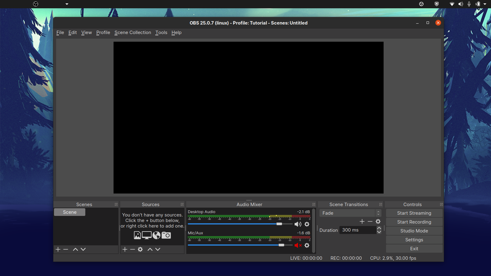 OBS Studio Start Screen